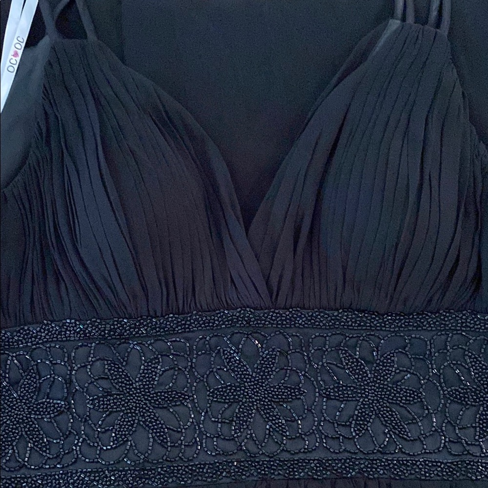 OC OC : Black Silk Maxi Silk Dress with beaded waist - Picture 8 of 11